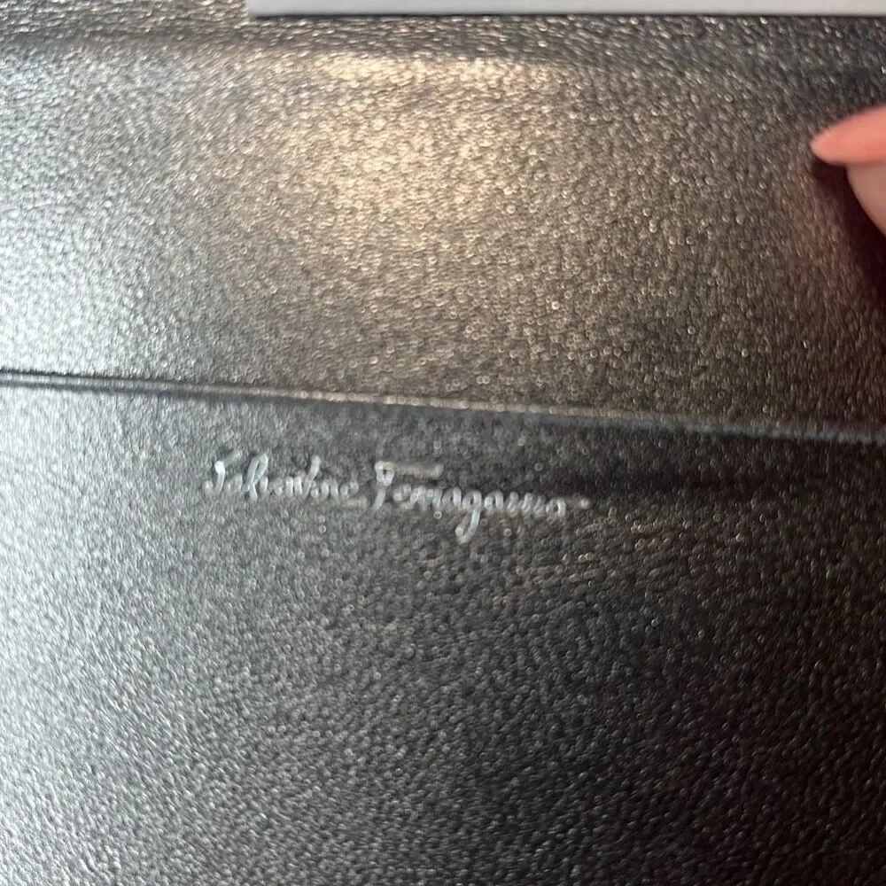 NWT Salvatore Ferragamo Silver Leather Python-Print Passport Holder.